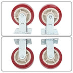 Four 6" red industrial casters 2 with brakes 2 without brakes