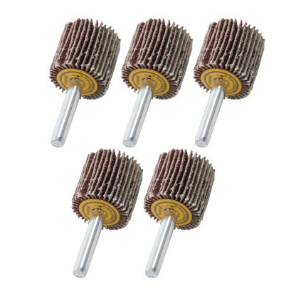 5 Pack 1" x 1" x 1/4" Shank Mounted Flap Wheels 60 Grit Aluminum Oxide