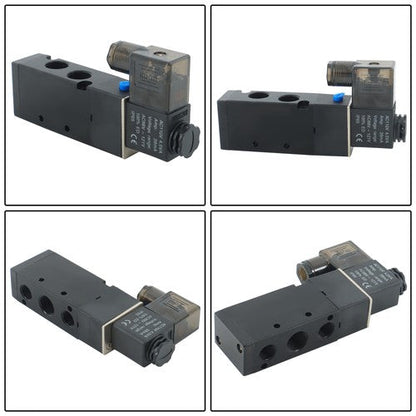 3/8'' 5 Port, 2 Position Pneumatic Solenoid Valve, 110V AC Coil, Air Return