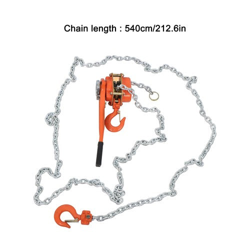 1.5 Ton Manual Lever Chain Hoist, 3300LB Capacity, 360° Hook, 20FT G80 Chain