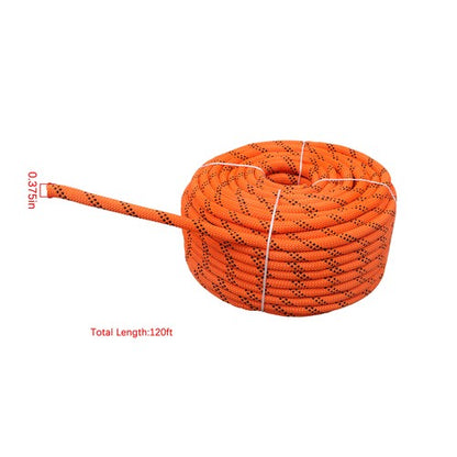 48 Stranded Braided Rope 3/8"×120' Orange Black Breaking Strength 3430 Pounds