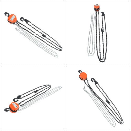 Hand chain hoist carbon steel orange 2 tons/4400 lbs 10 feet 360° swivel hook