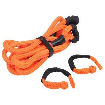 1"×20ft Kinetic Recovery Tow Rope Heavy Duty Energy Rope w/2 Soft Shackle Orange