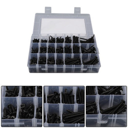 485 Pack Black wood screws kits with 20 different sizes #6, #8, #10 For Wood