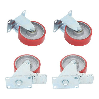 4 Inch - 4 Industrial Casters - two with brakes, two without