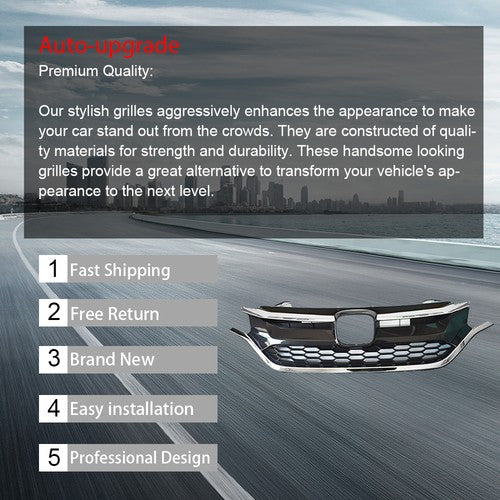 Front Grille Upper Trim & Lower Grille For Honda CRV 2015-2016 Black Plastic