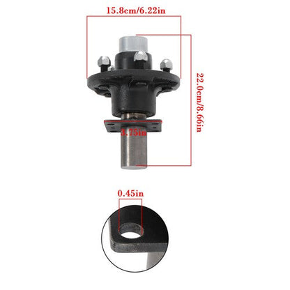 New Pre-assembled - 5-Lug - 4.5" Hub Kit & Flange #84 Spindle with Bearing Kit