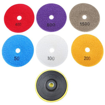 7PCS 4 Inch Set Wet Dry Diamond Polishing Pads For Granite Concrete Marble Stone