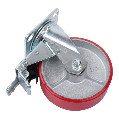 1 x 6' Heavy Duty Metal CASTERS  Construction Red With Brakes