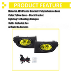 Fit 2001-2003 Honda Civic Sedan Front Mesh Grille Grill & Yellow Lens Fog Lights