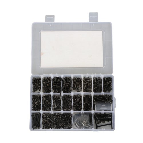 1590 pcs M3 Screw Kit with Hex Button and Socket Head Bolts, Nuts, and Washers