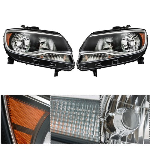 Headlights Black Fit For Chevy Colorado 2015-2022 Halogen Projector LH & RH Pair
