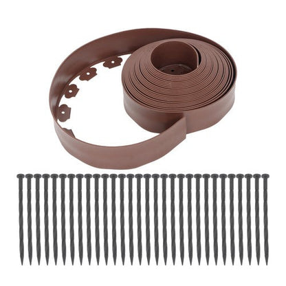 Garden Edging Kit With Anchoring Spikes Plastic No Dig Lawn Border L-shaped Lawn