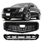 Fit 2013-2017 Cadillac XTS Front Bumper Black Upper Grille Lower Grill 2PCS