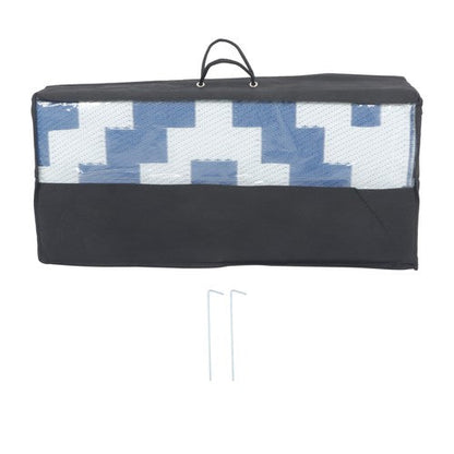 9x12ft Outdoor Plastic Straw Rug For Camping Outdoor Carpet RV Mat Blue & White