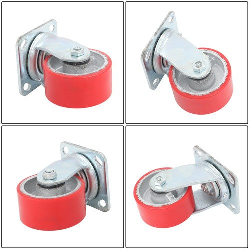 4"X 2" Heavy Duty Casters - Polyurethane Caster with Capacity up to 2800 LBS