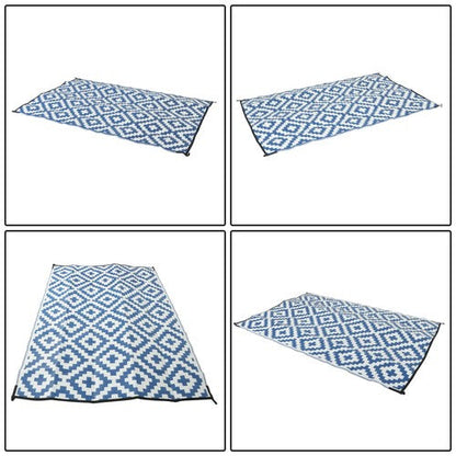 Outdoor Plastic Straw Rug For Camping Outdoor Carpet 5x9FT Navy Blue White