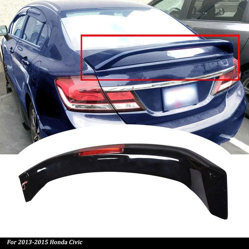 Trunk Spoiler Wing For Honda Civic 4DR 2013-2015 Painted Glossy Black SI Style