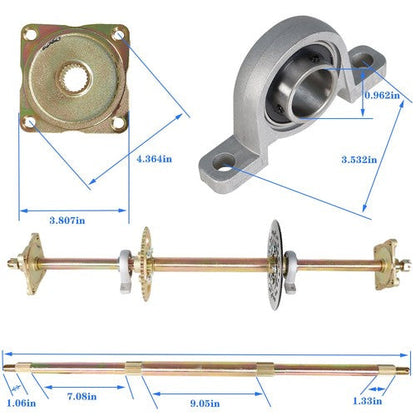 For Go Kart Rear Live Axle Kit, Brake Assembly,Sprocket & Hub,Hub Drift Trike
