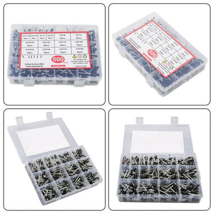 For DIY USE 500 Pcs pop rivets assortment kits 3/32" 1/8" 5/32" 3/16"