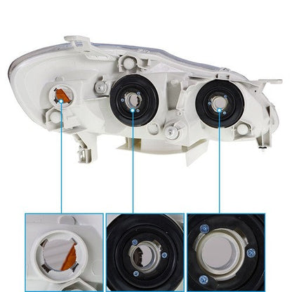 Headlights For Toyota Corolla 2003-2008 LH+RH 1Pair Chrome Housing Clear Lens