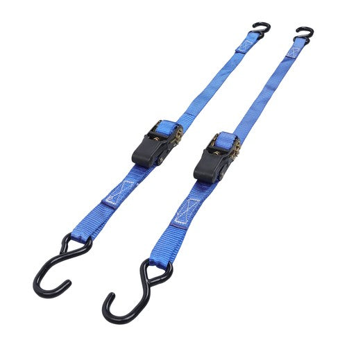 Ratchet Strap*2 Steel+Polyester Blue Fracture Strength 2400lbs 1in*4ft S Hooks
