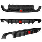 Rear Bumper Diffuser Lip W/ Brake LED For 2018 19-2023 Infiniti Q50 Glossy Black