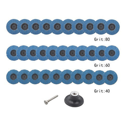 30 PCS 2 Inch Mixed Curved Roll Lock Quick Change Sanding Discs 40/60/80 Grit