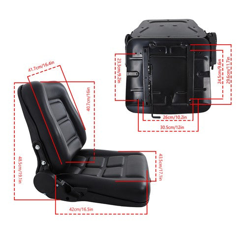 Universial Fold Seat  for Forklift Tractor with Adjustable Angle Back Slide New
