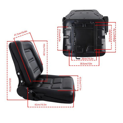 Universial Fold Seat  for Forklift Tractor with Adjustable Angle Back Slide New