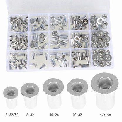 150 Pack Aluminum Rivet Nut Kit Rivnut Nutsert Standard Inch SAE Imperial