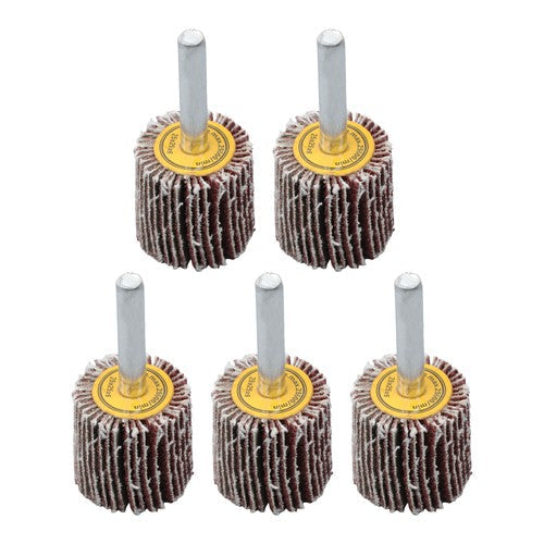 5 Pack 1" x 1" x 1/4" Shank Mounted Flap Wheels 80 Grit Aluminum Oxide