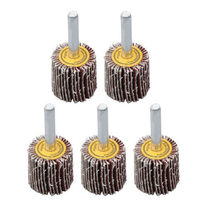 5 Pack 1" x 1" x 1/4" Shank Mounted Flap Wheels 80 Grit Aluminum Oxide