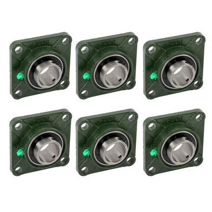 (6) UCF209-28 Solid Base Pillow Block Flange Mounted Bearing 1-3/4" Bore 4 Bolt