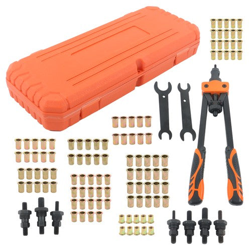 14" Rivet Nut Tool Kit Metric & Inch Mandrels 70pcs Rivnuts Nuts & 7 mandrels