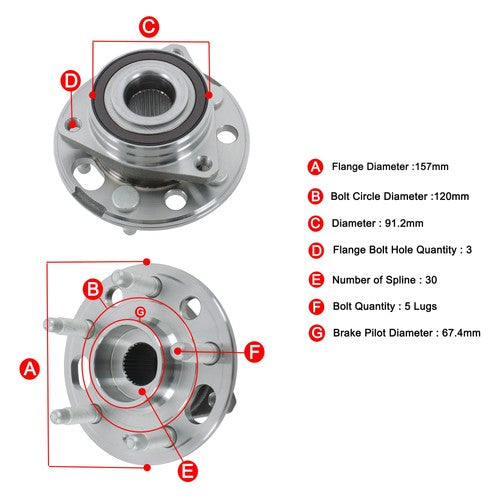 2 Pcs Front Wheel Bearing Hub For Chevy Equinox Buick Regal GMC Terrain 513288