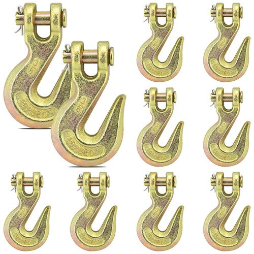 10PCS G70 3/8" Clevis Grab Hook Chain Hook Tie Down Towing Flatbed Truck Trailer