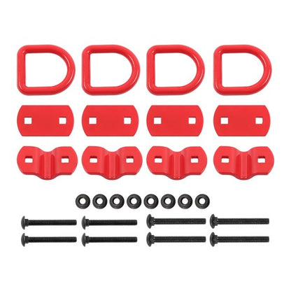 4 Pack 1/2 Inch Heavy Duty Bolt-On Forged D Ring 12000Lbs Break Strength Red