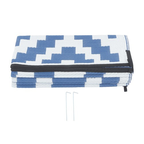 9x12ft Waterproof Outdoor Rug Outdoor Plastic Straw Rug Carpet Blue & White