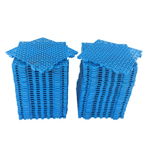 50PCS 12 x 12in Interlocking Drainage Floor Tiles Modular Interlocking Tile Blue