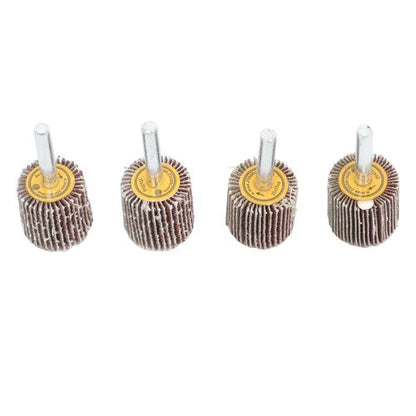 1" x 1" x 1/4" 60/80/120/240 Grit Shank Mounted Flap Wheels Set - 40 Pack
