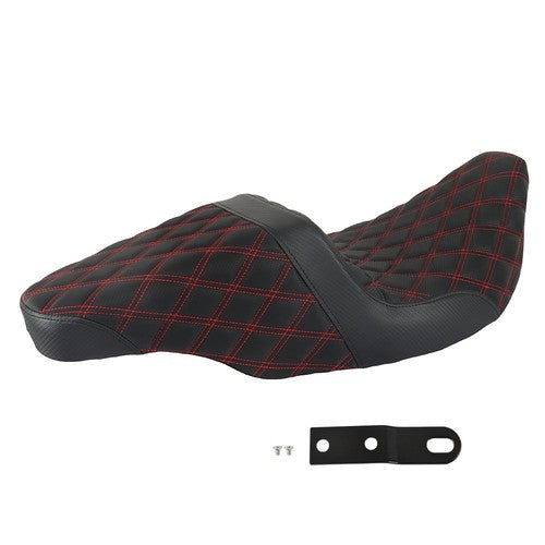 Red Lattice Stitch Carbon Fiber Gripper Step 2 Up Seat For Touring 2008-2020