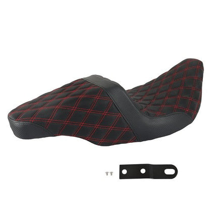 Red Lattice Stitch Carbon Fiber Gripper Step 2 Up Seat For Touring 2008-2020