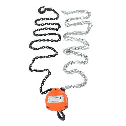 Manual Chain Hoist | 1 Ton / 2200 lbs Capacity | 2 Hooks Red | 10ft / 3m Lift