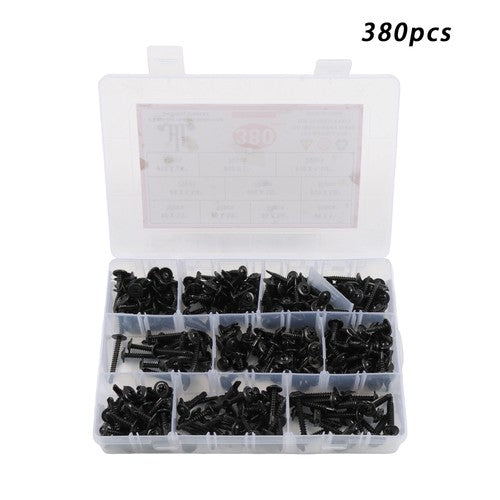 380Pcs Self Tapping Phillips Screws Kits #8 #10 Stainless Steel 410 With Box