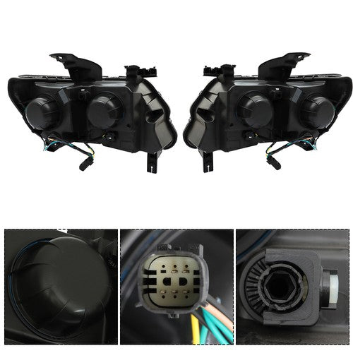 Headlights Black Fit For Chevy Colorado 2015-2022 Halogen Projector LH & RH Pair