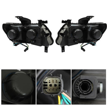 Headlights Black Fit For Chevy Colorado 2015-2022 Halogen Projector LH & RH Pair