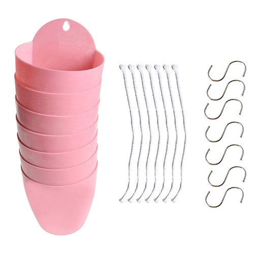Pink Self-Watering Plant Flower Pot Wall Hanging Plastic Planter Garden 7 Pack