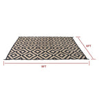 Waterproof Outdoor Rug Outdoor Plastic Straw Rug 6' x 9' Black & Beige Carpet