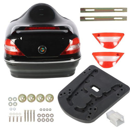 28L Universal Motorcycle Trunk Scooter Tail Box Helmet Luggage Case w/Tail Light